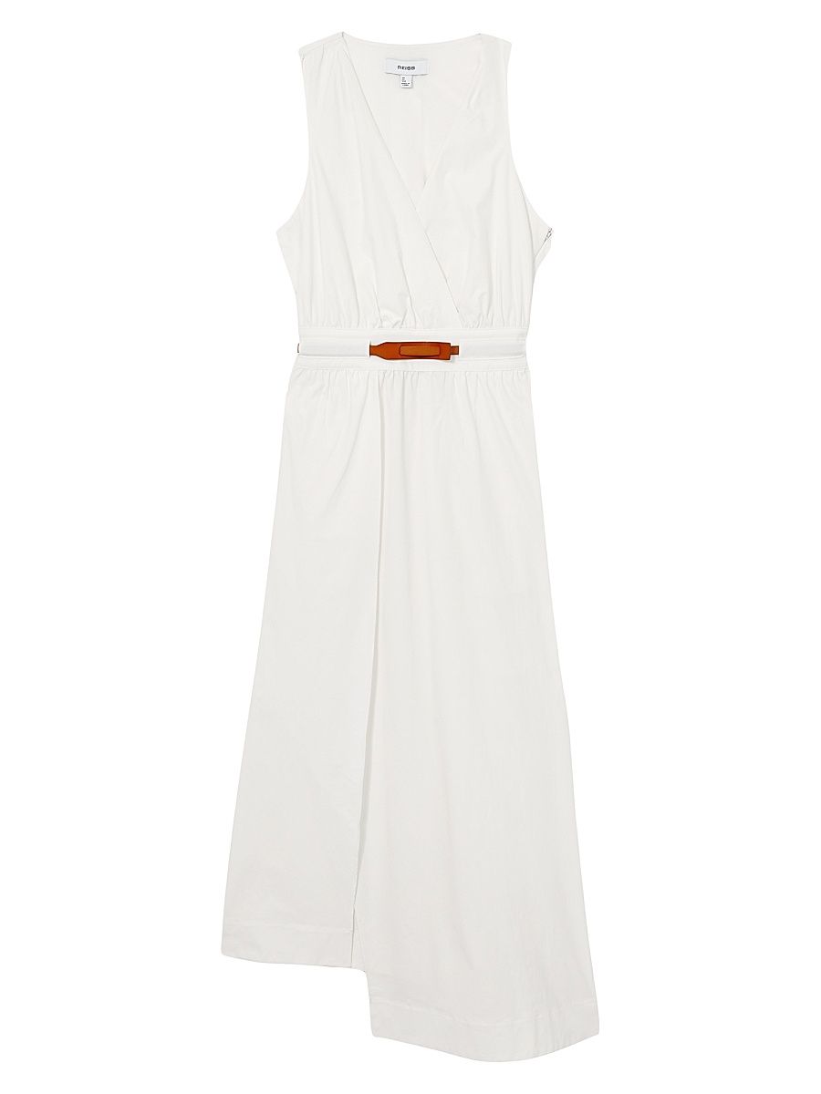Women's Brianne Asymmetric Belted Midi-Dress - Ivory - Size 14