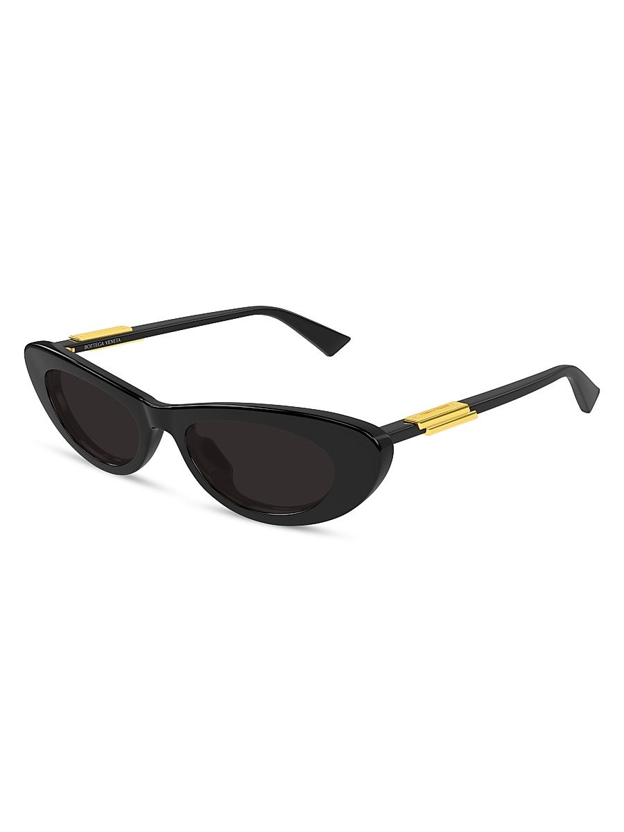 Women's Snap Ribbon 51MM Cat-Eye Sunglasses - Black