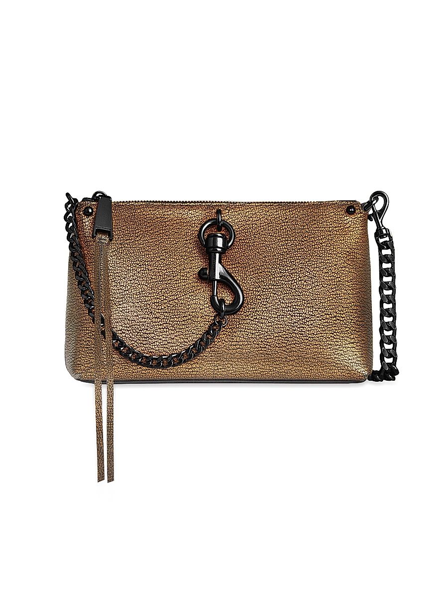Women's Megan Crackled Leather Crossbody Bag - Gold