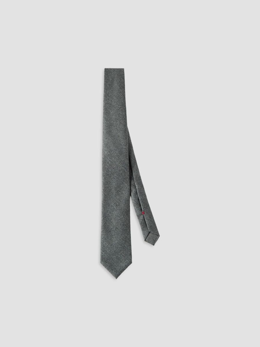 Brunello Cucinelli Men's Virgin Wool Flannel Tie - Medium Grey