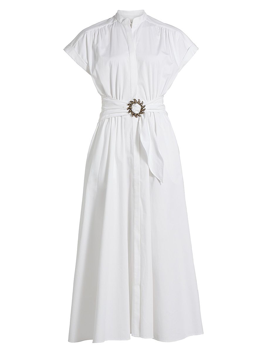 Women's Neesha Stretch-Cotton Self-Tie Maxi Dress - White - Size 4