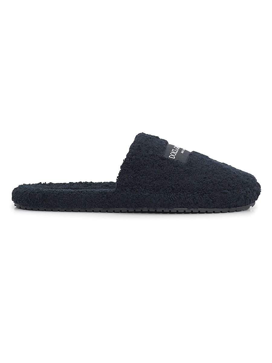 Men's Terry Logo Slippers - Black - Size XL