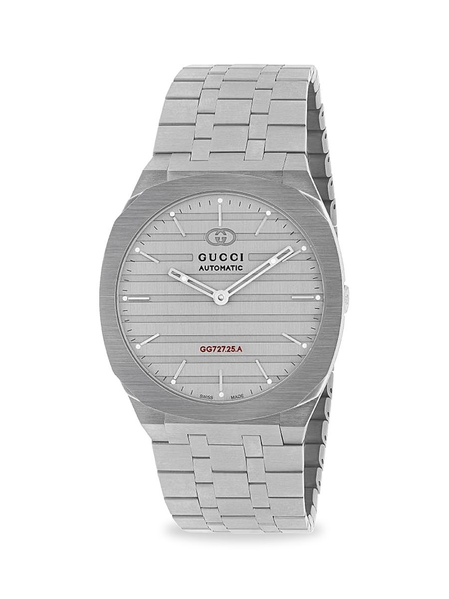Men's 25H Stainless Steel Bracelet Watch, 38MM - Silver