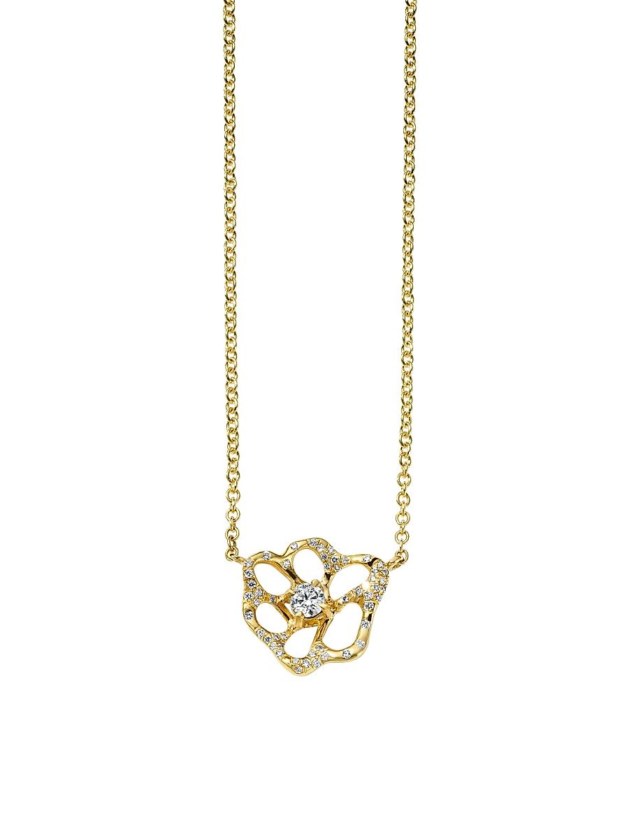 Women's Stardust 18K Yellow Gold & 0.30 TCW Diamond Small Flower Pendant Necklace - Yellow Gold