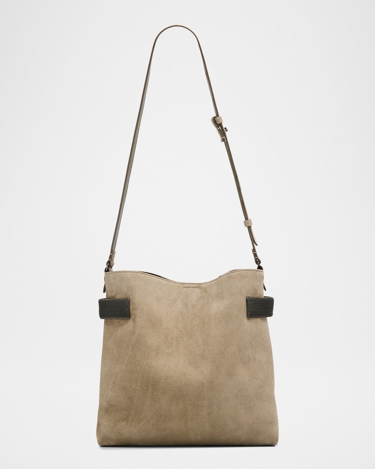 Essence Monili-Trim Suede Shoulder Bag