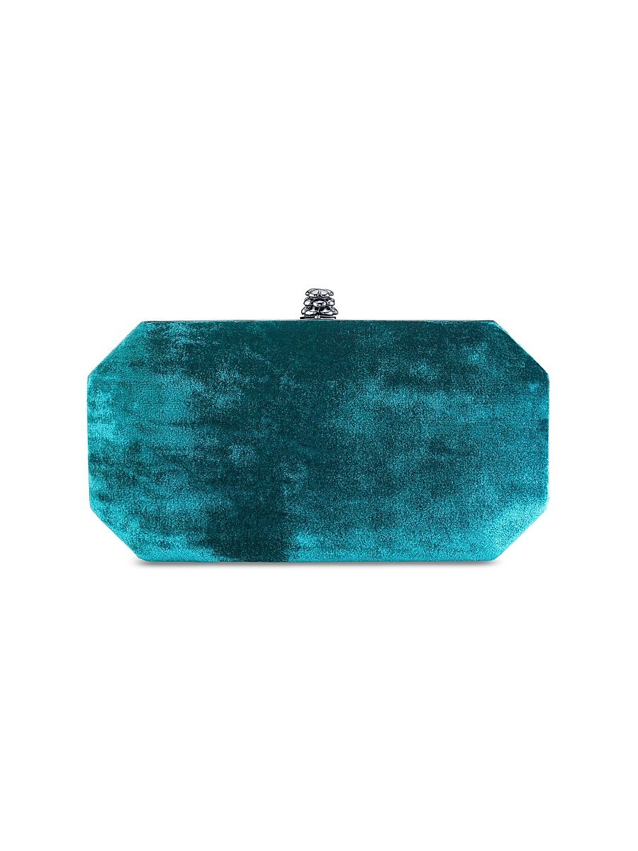 Women's Perry Clutch Small in Crushed Velvet with Gunmetal Hardware - Truffle