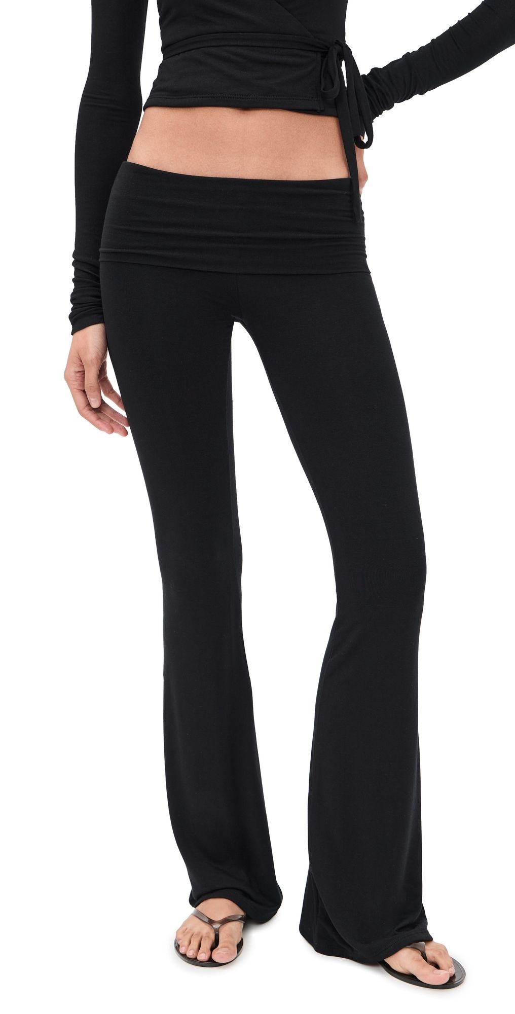 Éterne Fold Over Flare Pants Black M