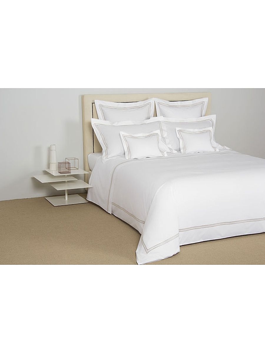 Triplo Popeline Queen Duvet - White Savage Beige - Size Queen