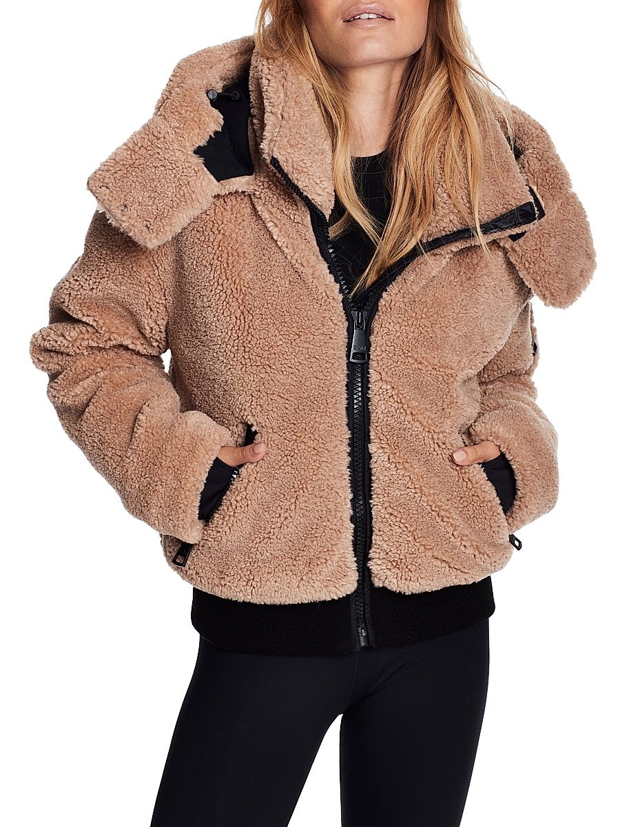Women's Nala Hooded Sherpa Jacket - Camel - Size Large