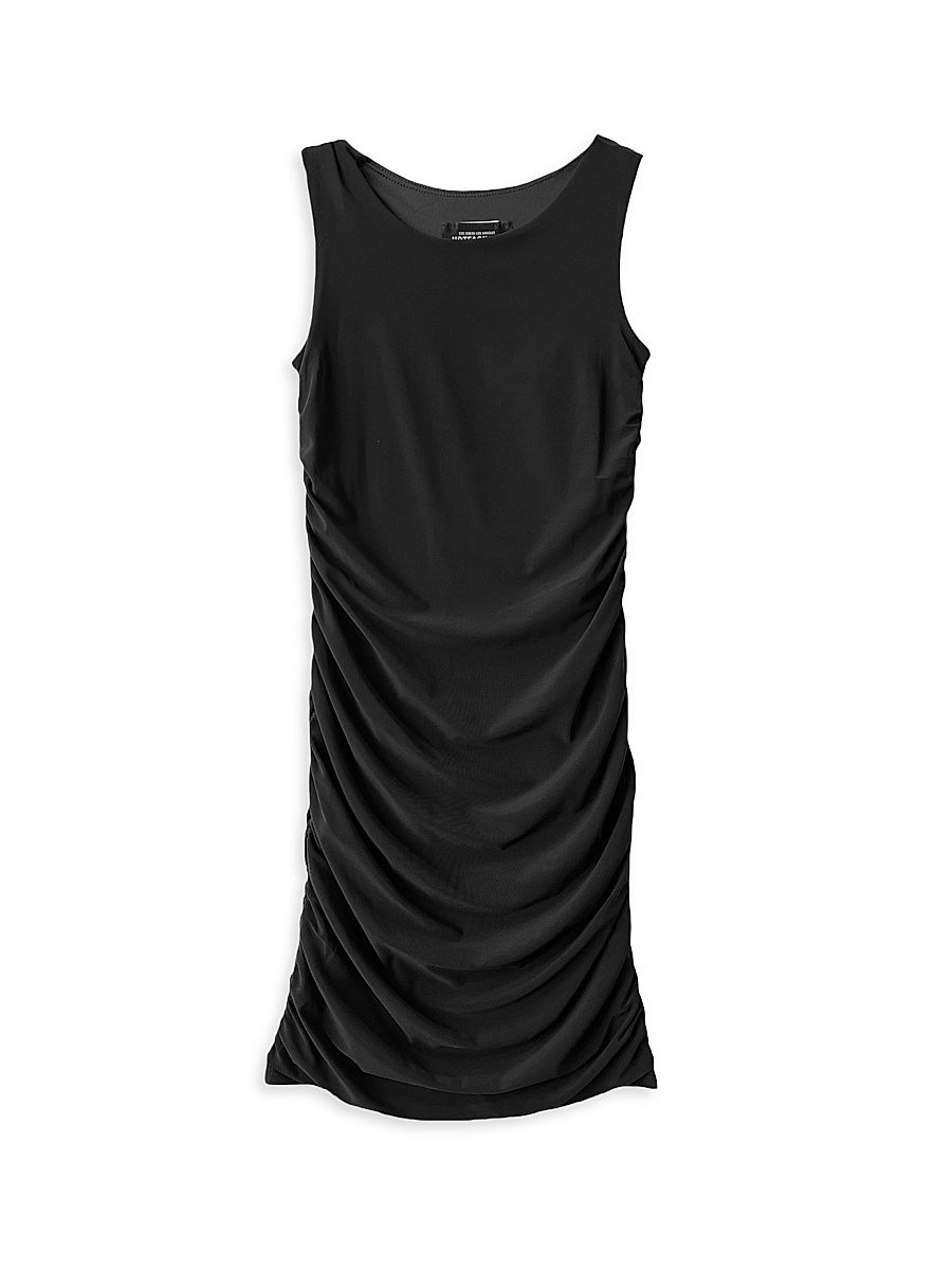 Girl's Ruched Knit Minidress - Black - Size 16