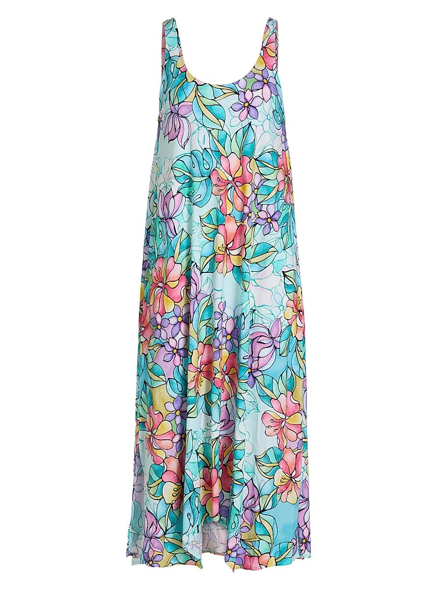 Women's Floral Cotton-Blend Midi-Dress - Roie - Size XL