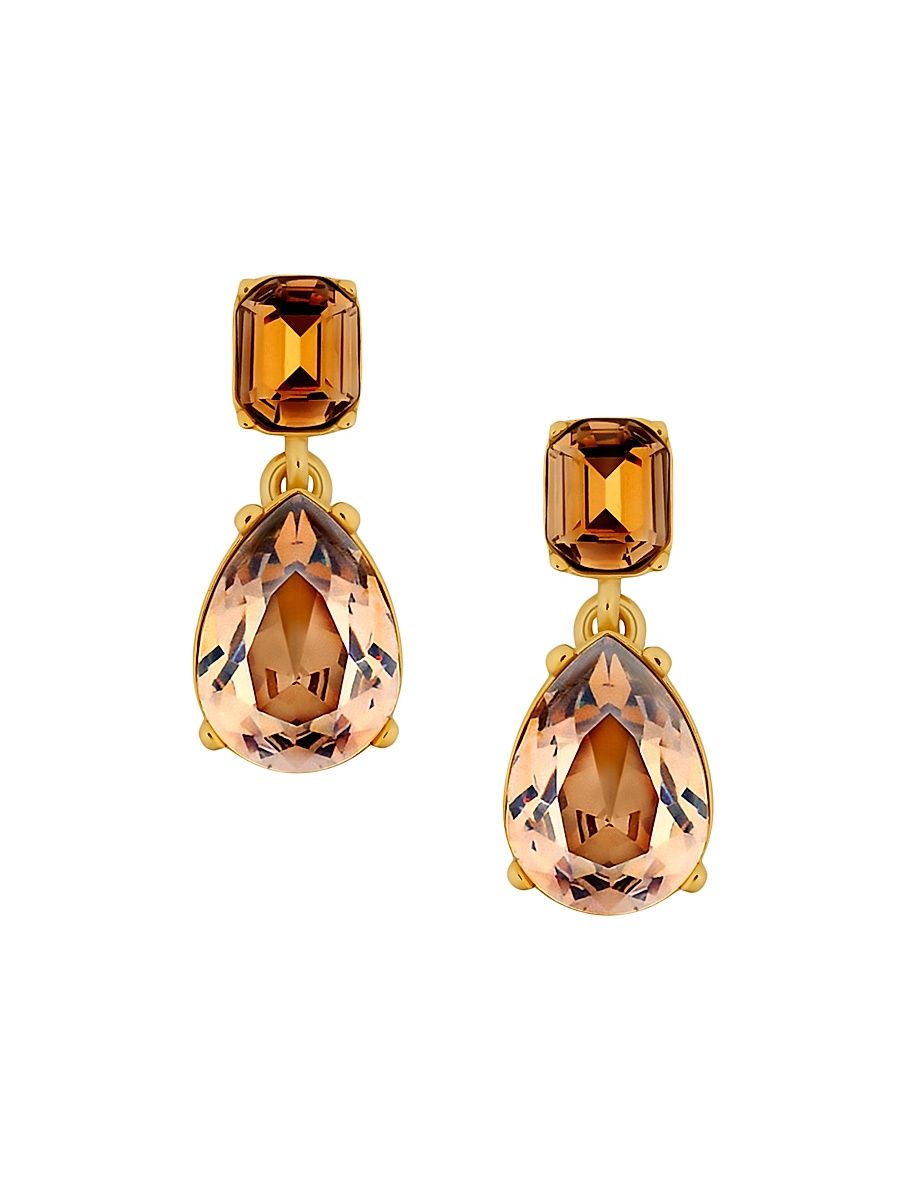Women's 24K-Gold-Plated & Glass Crystal Drop Earrings - Peridot