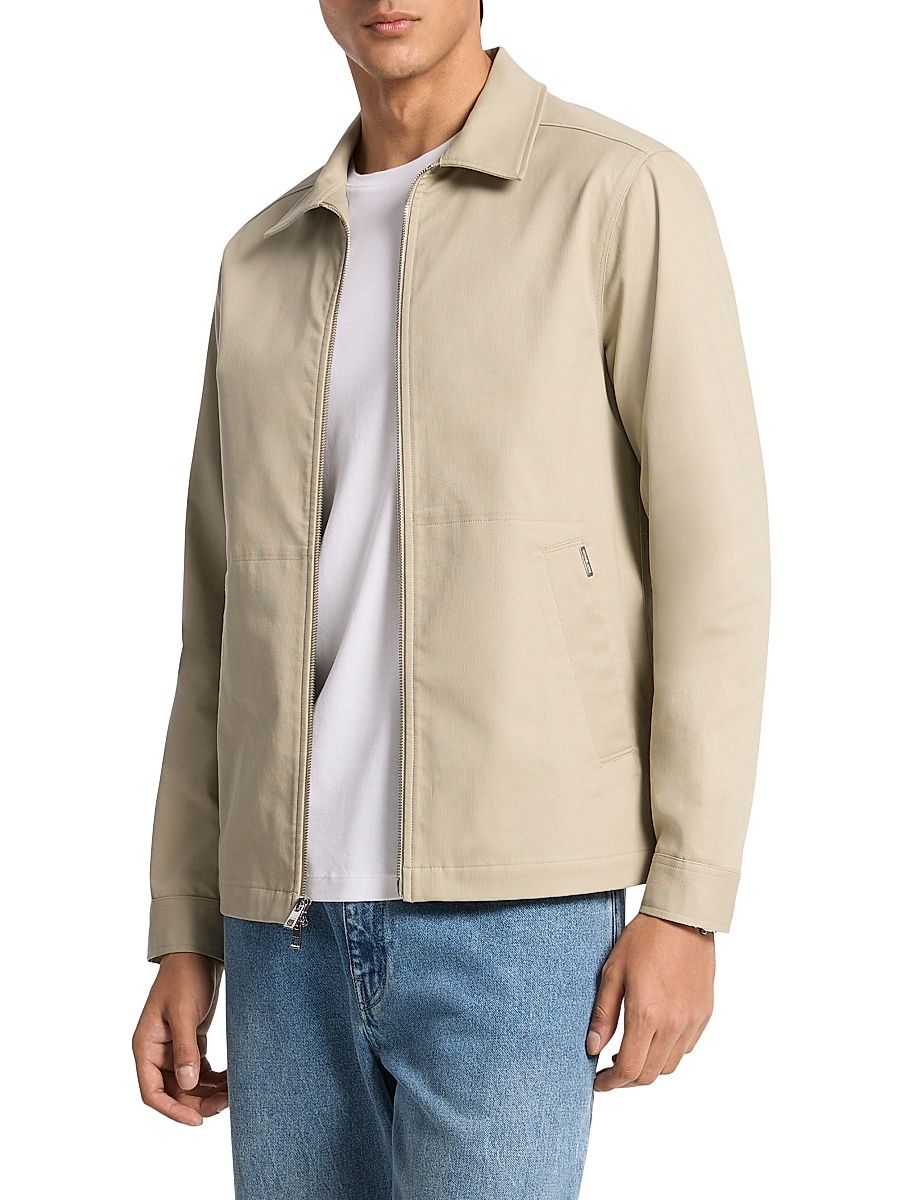 Men's Bedford Stretch-Cotton Regular-Fit Shirt Jacket - Stone - Size XL