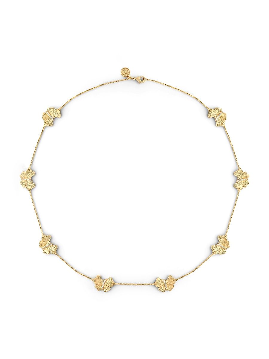 Women's 18K Gold-Plated & Cubic Zirconia Butterfly Station Necklace - Gold