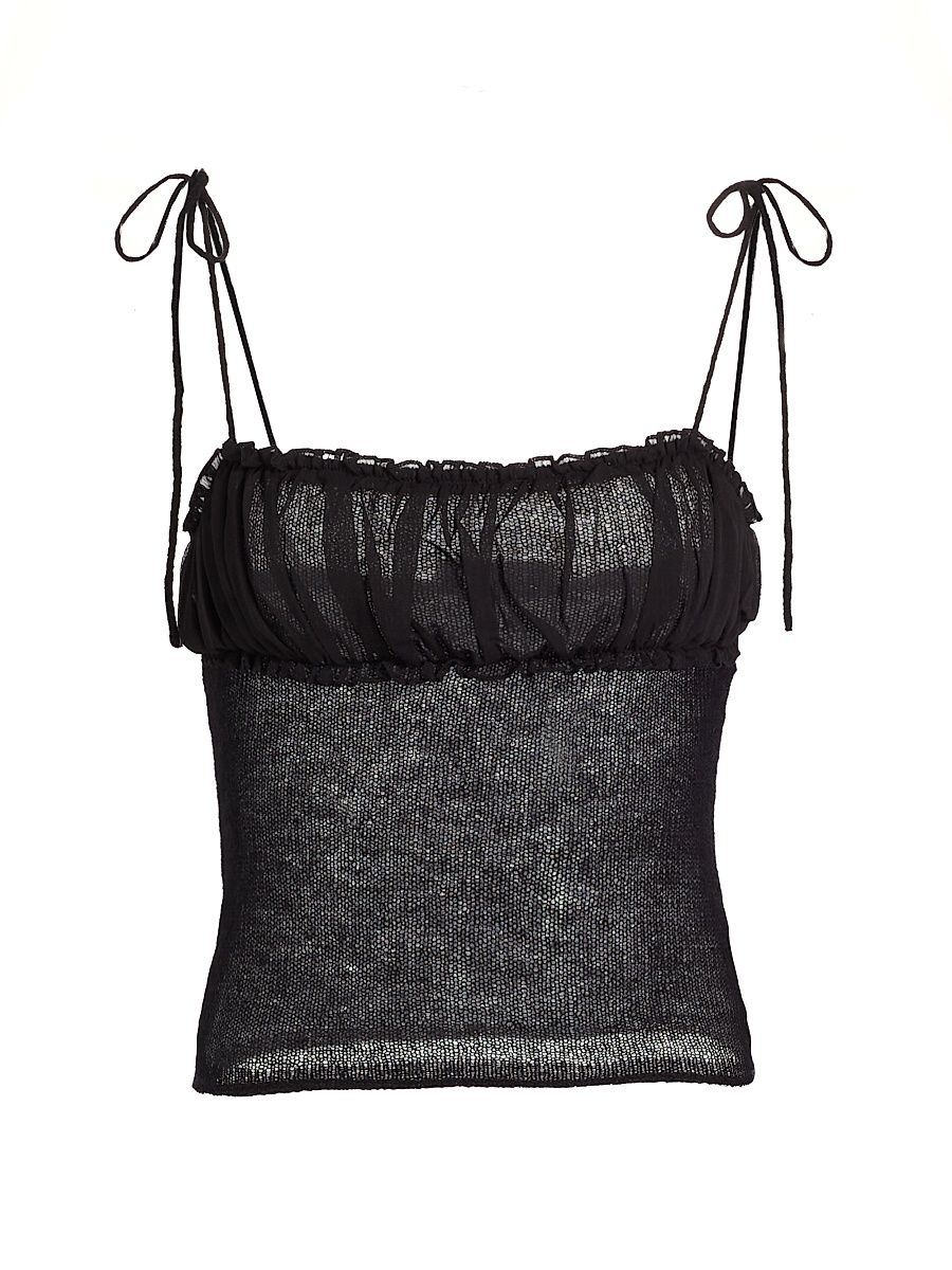Women's Ruched Chiffon Knit Camisole - Black - Size Large