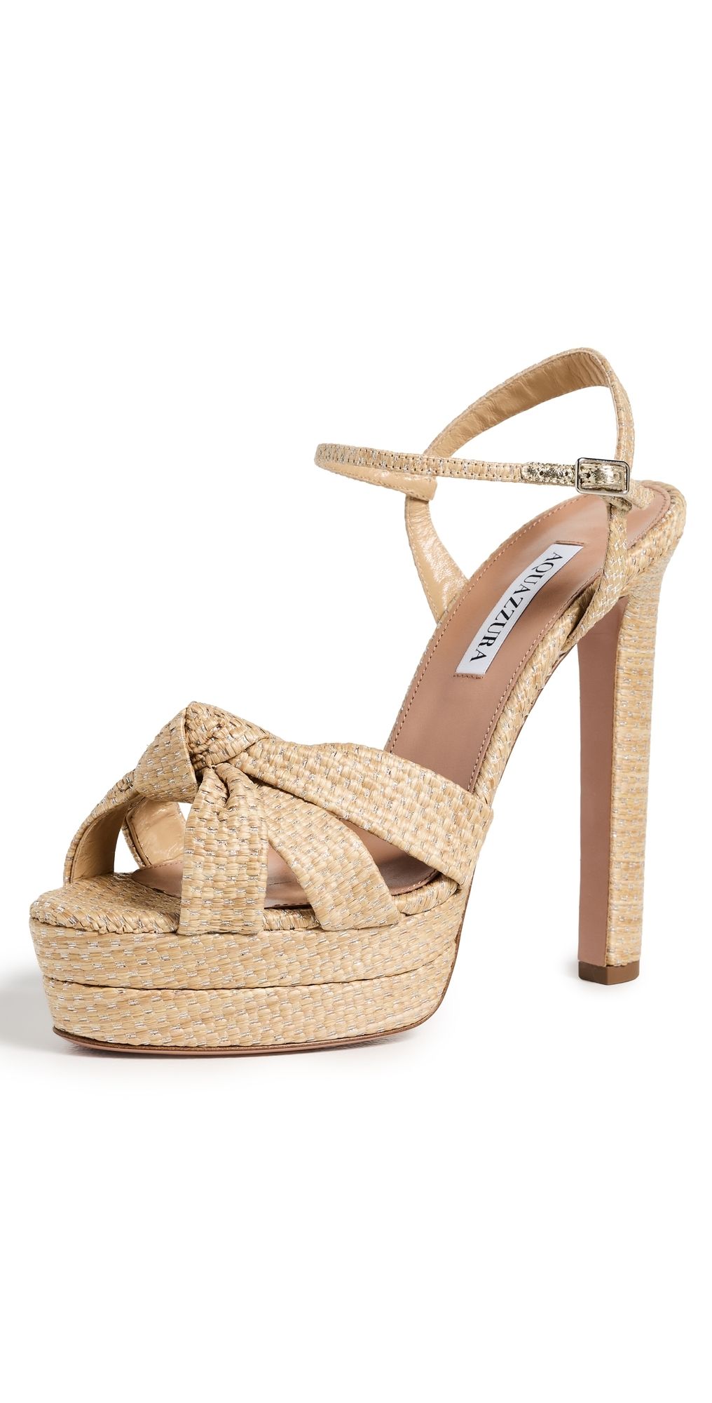 Aquazzura Nina Plateau Sandals Natural/Silver 37