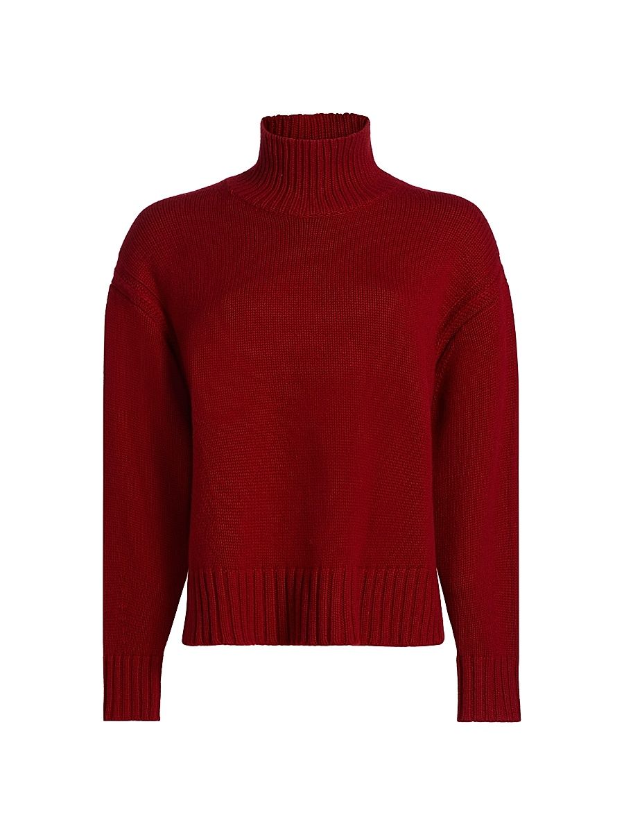 Women's Cozy Cashmere Turtleneck - Ruby - Size Medium