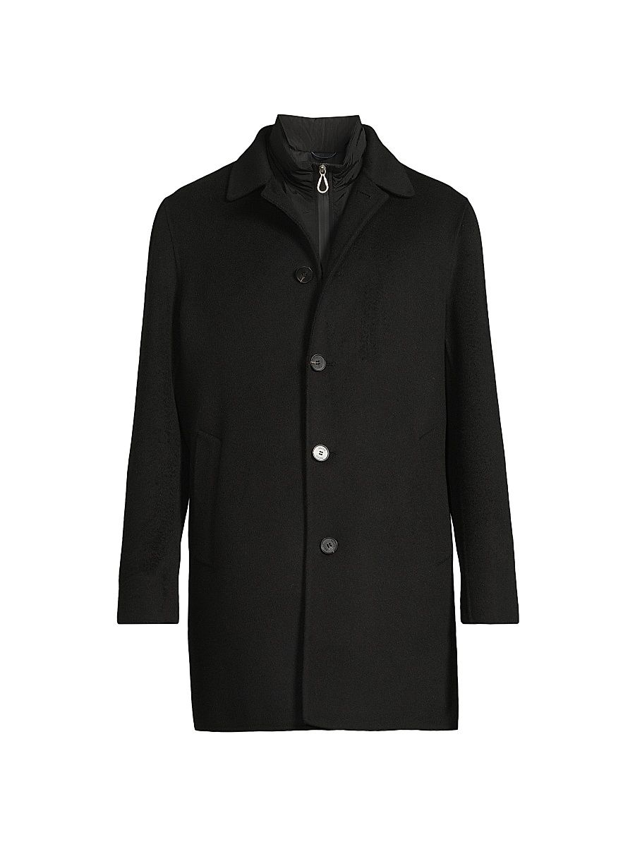 Men's Alfredo Wool Layered Car Coat - Black - Size 42
