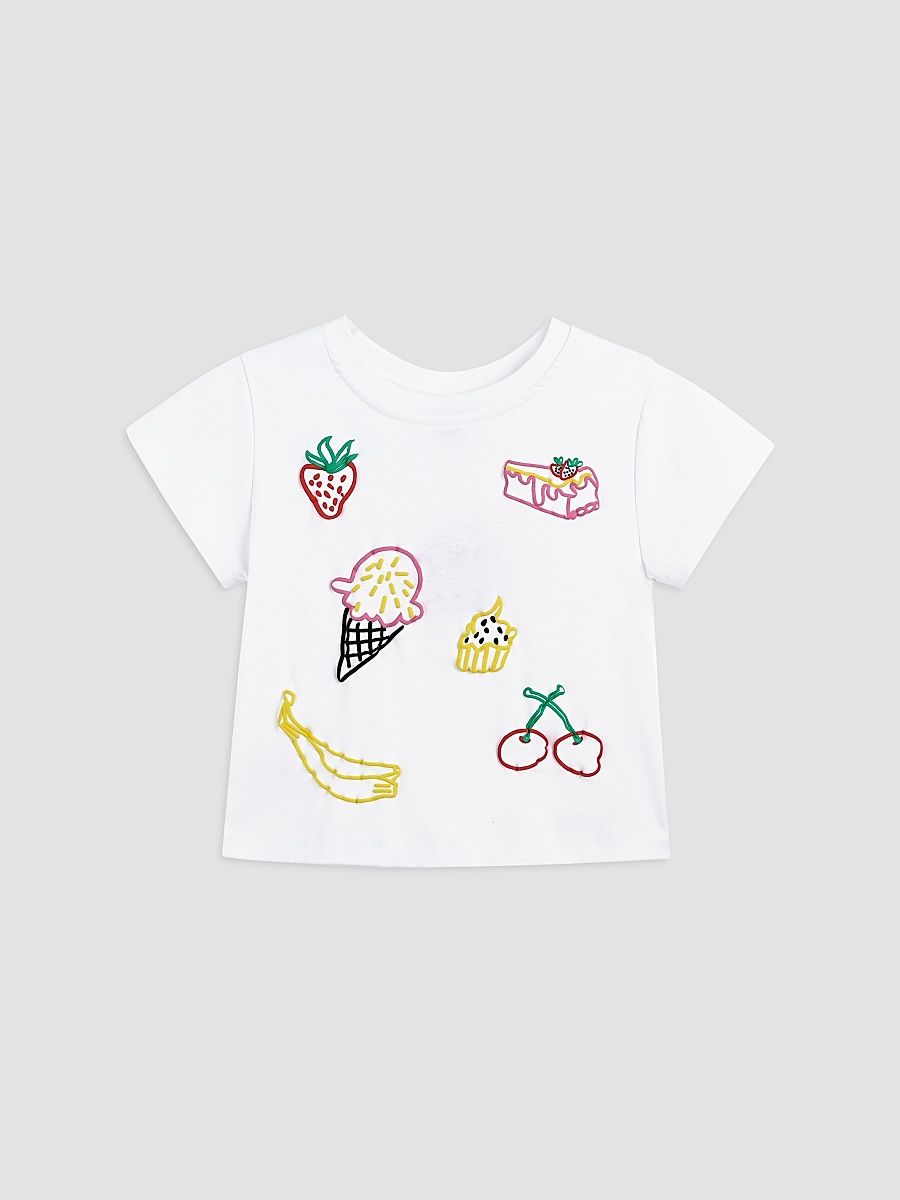 Little Girl's & Girl's Fruit Motif T-Shirt - White - Size 10