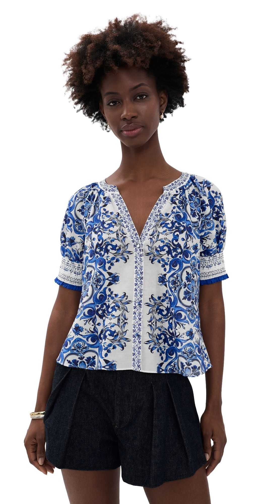 ALICE + OLIVIA Thalia Button Down Blouse Solstice XS
