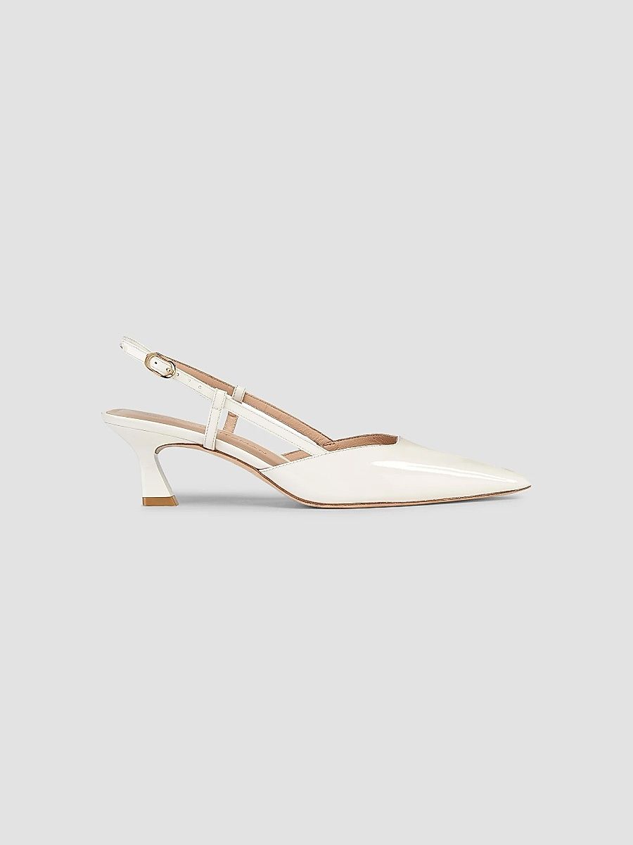 Stuart Weitzman Women's Vinnie 50MM Patent Leather Pumps - Cream - Size 9