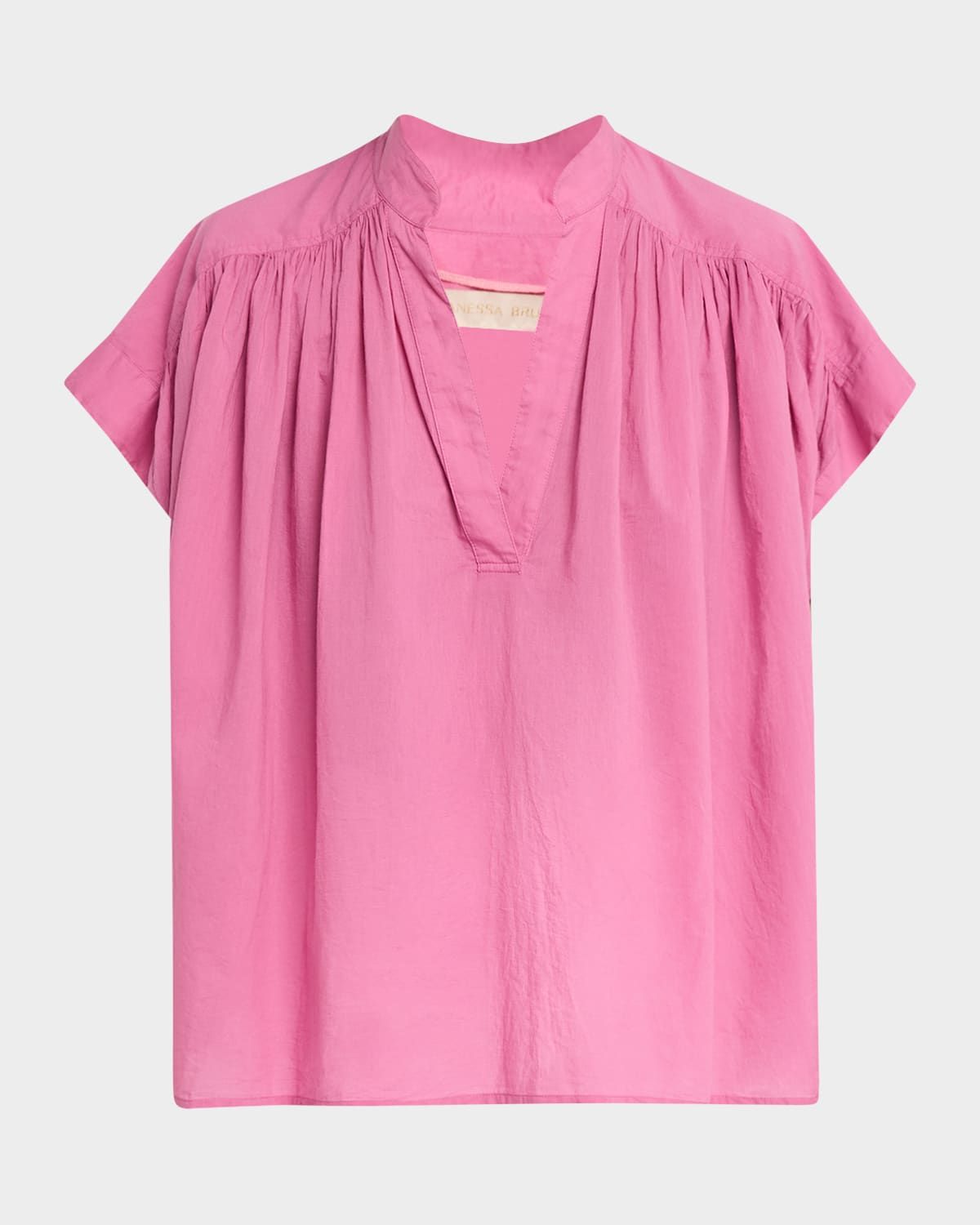 Cory Ruched Cotton Voile Shirt