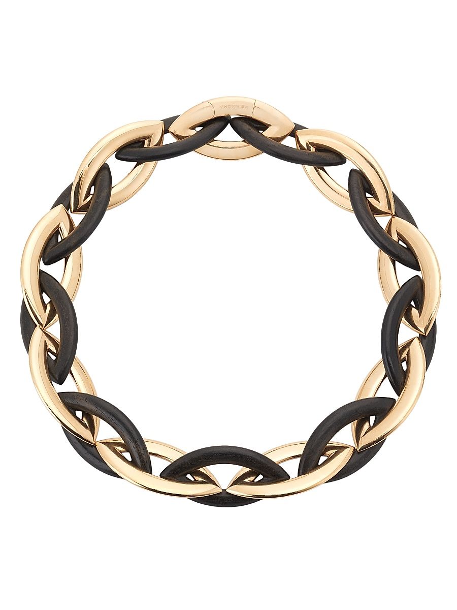 Women's Doppio Senso 18K Rose Gold & Ebony Wood Necklace - Rose Gold