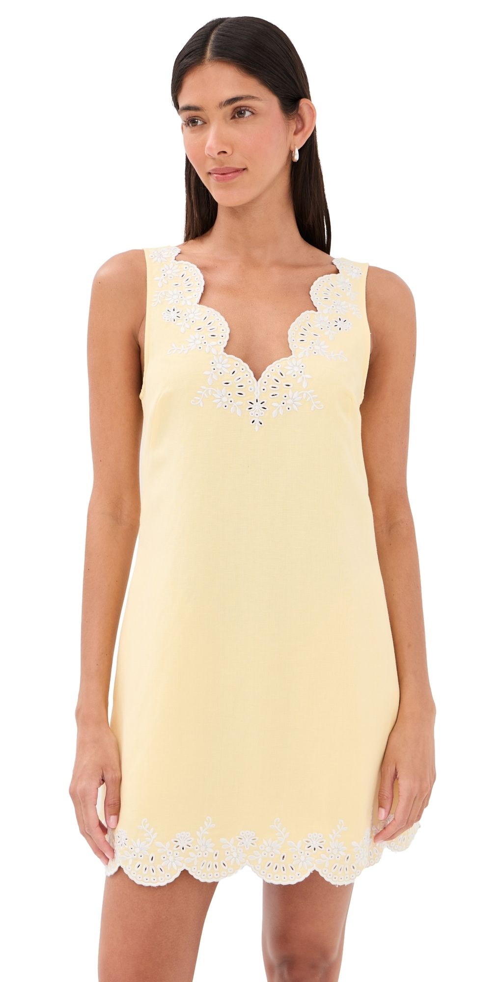 SIMKHAI Edena Embroidered Linen Mini Dress BUTTERCREAM MULTI 4