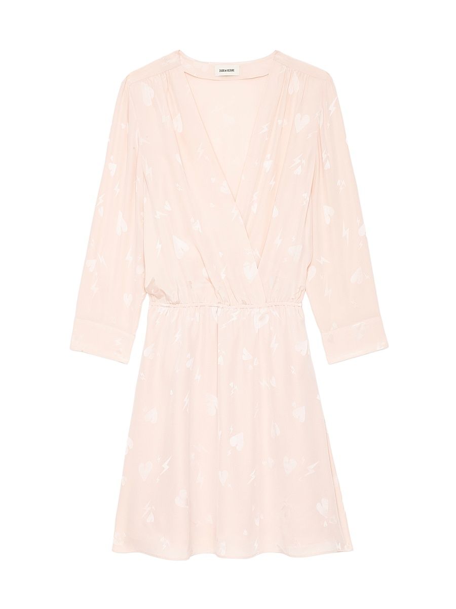 Women's Rucas Flash Heart Jacquard Silk Minidress - Pearly - Size Medium