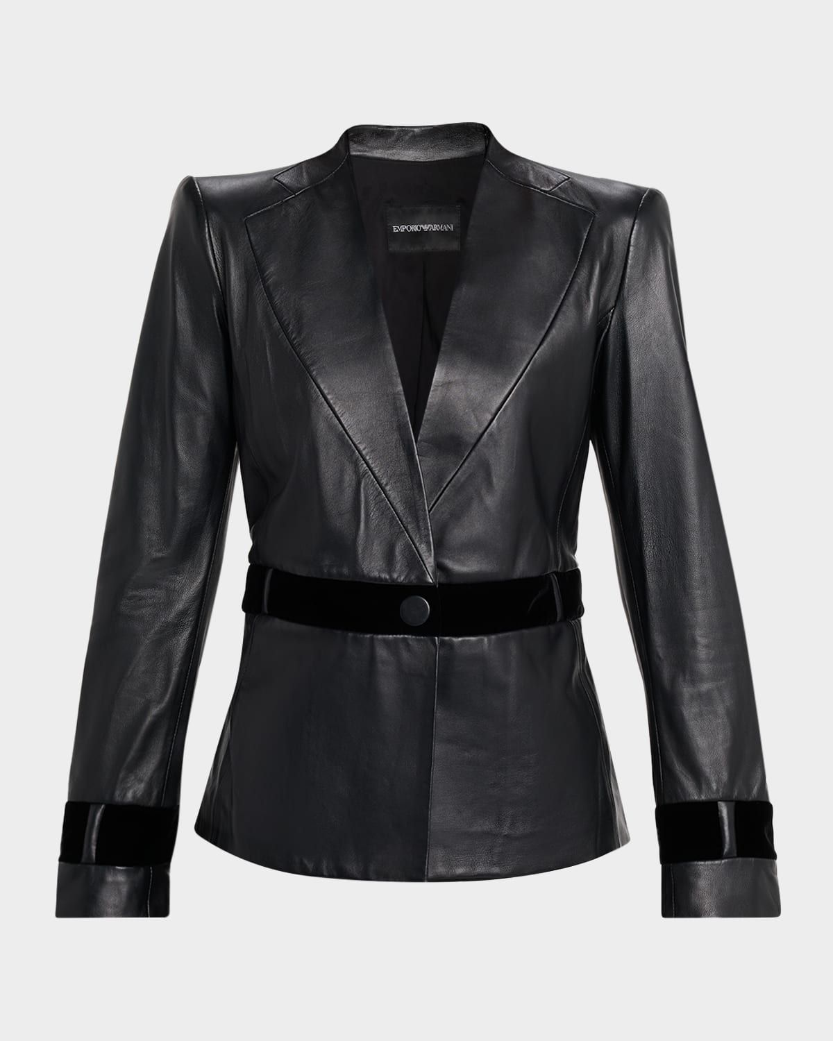 Single-Button Leather Jacket