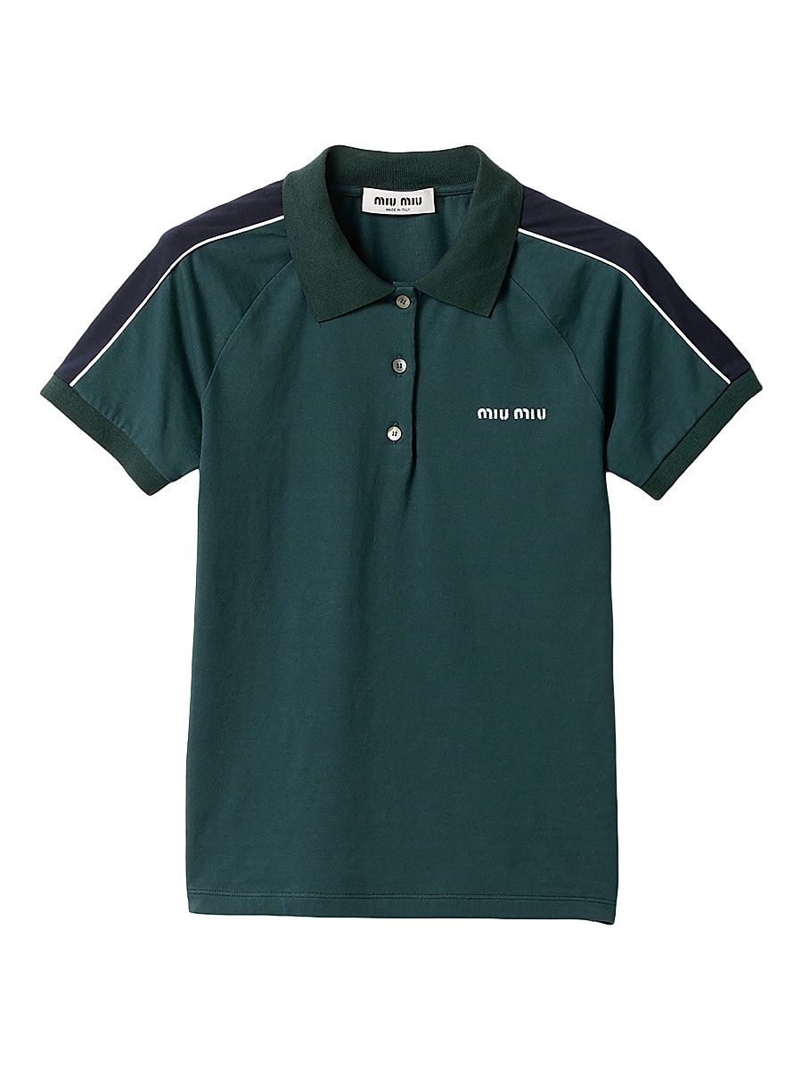 Women's Cotton Jersey Polo Shirt - Green - Size Large