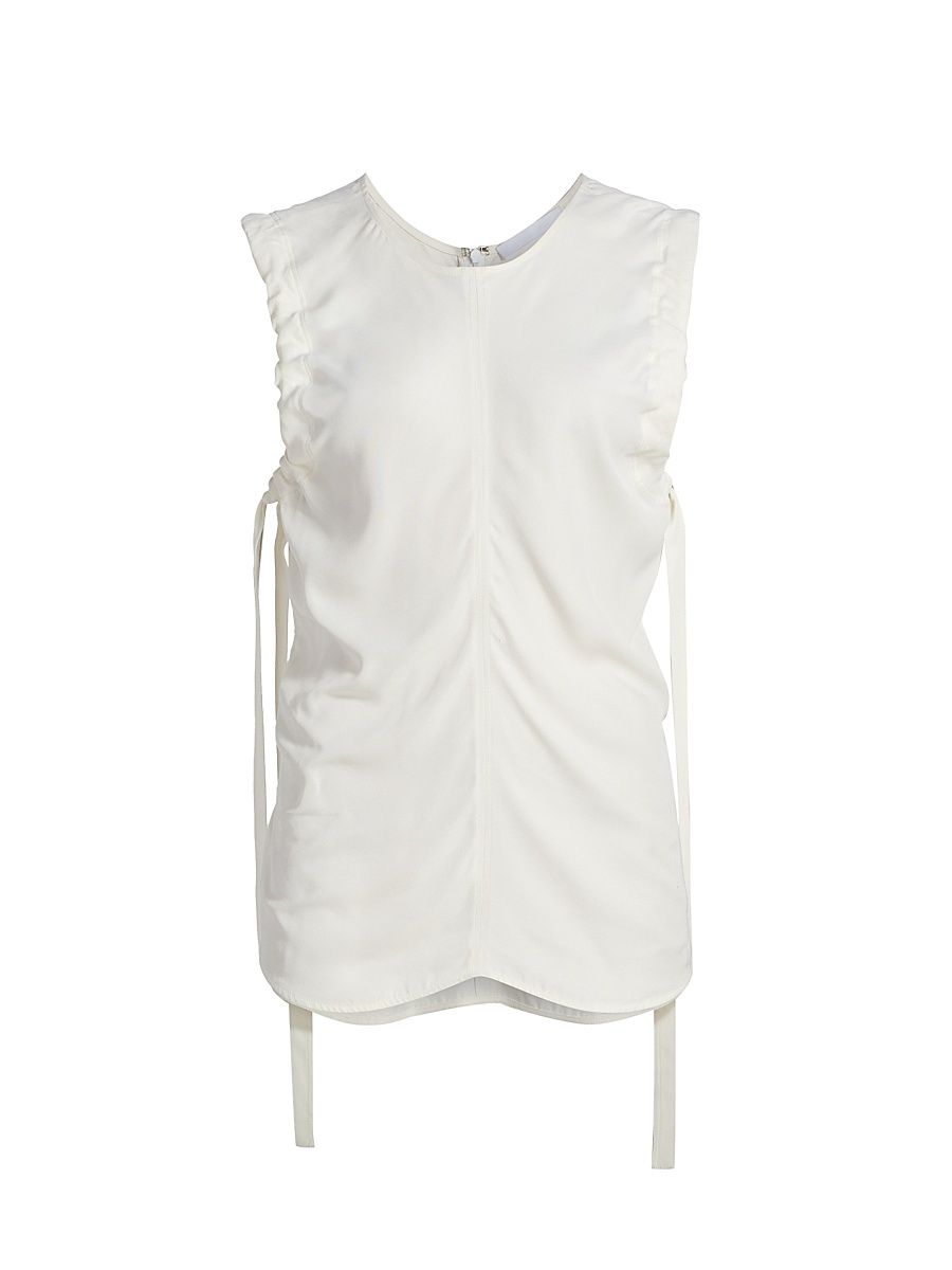 Women's Ruched Sleeveless Top - Ivory - Size 12