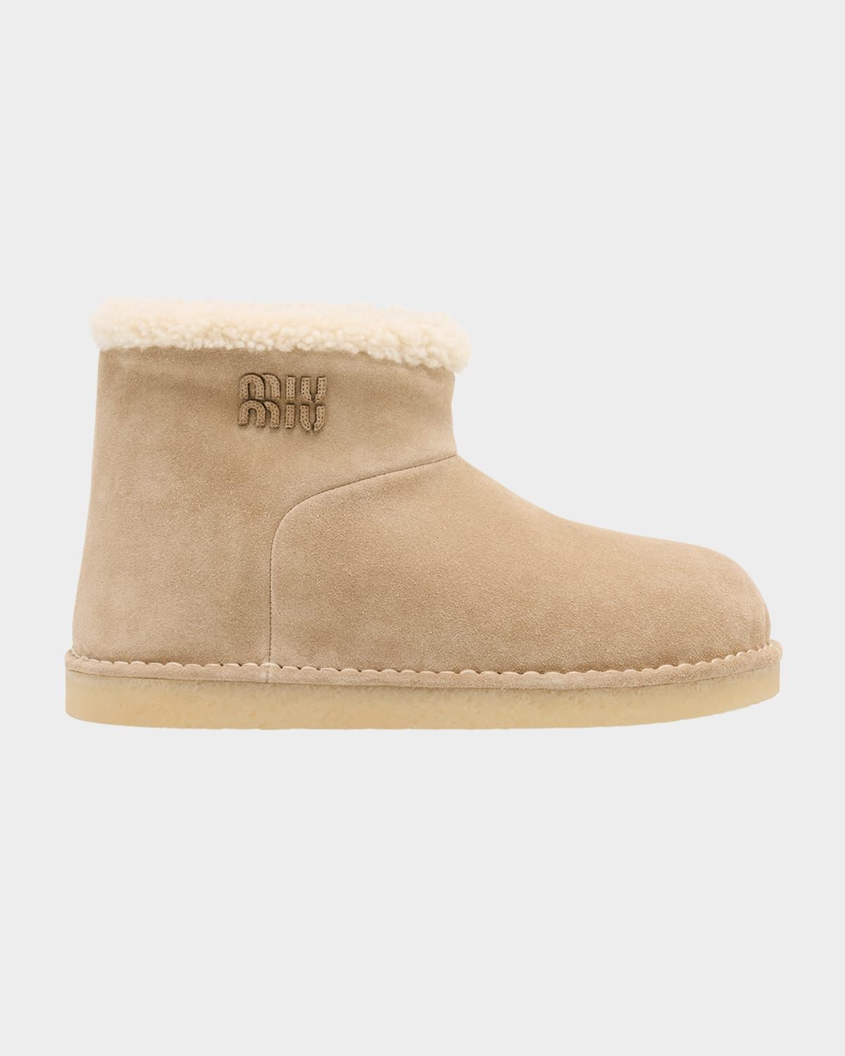 Suede Shearling-Lined Booties