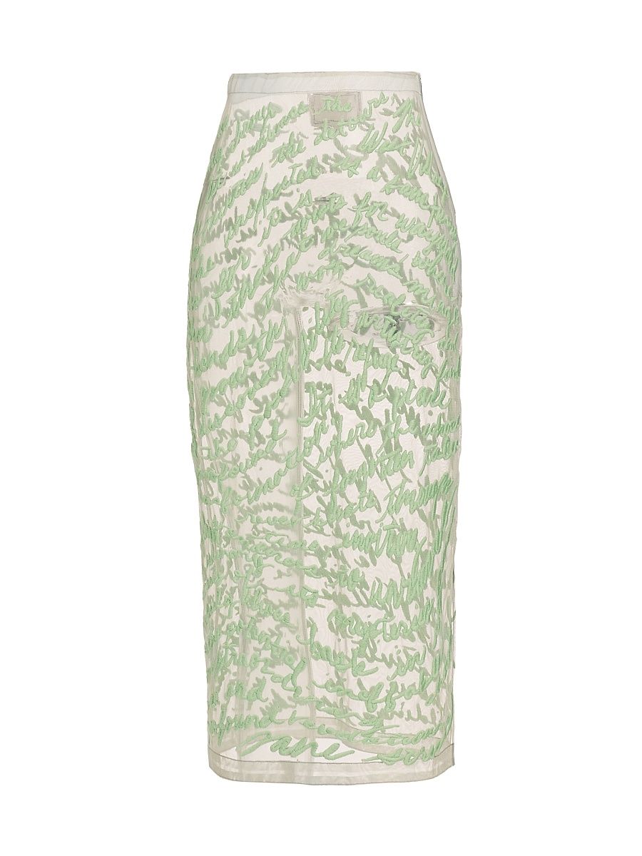 Women's Cheever Cursive Embroidered Sheer Midi-Skirt - Sun Shower - Size 8