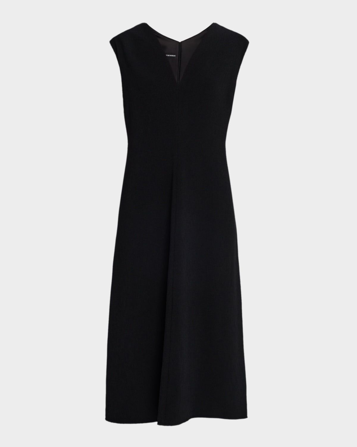Sleeveless Flared Crepe Midi Dress
