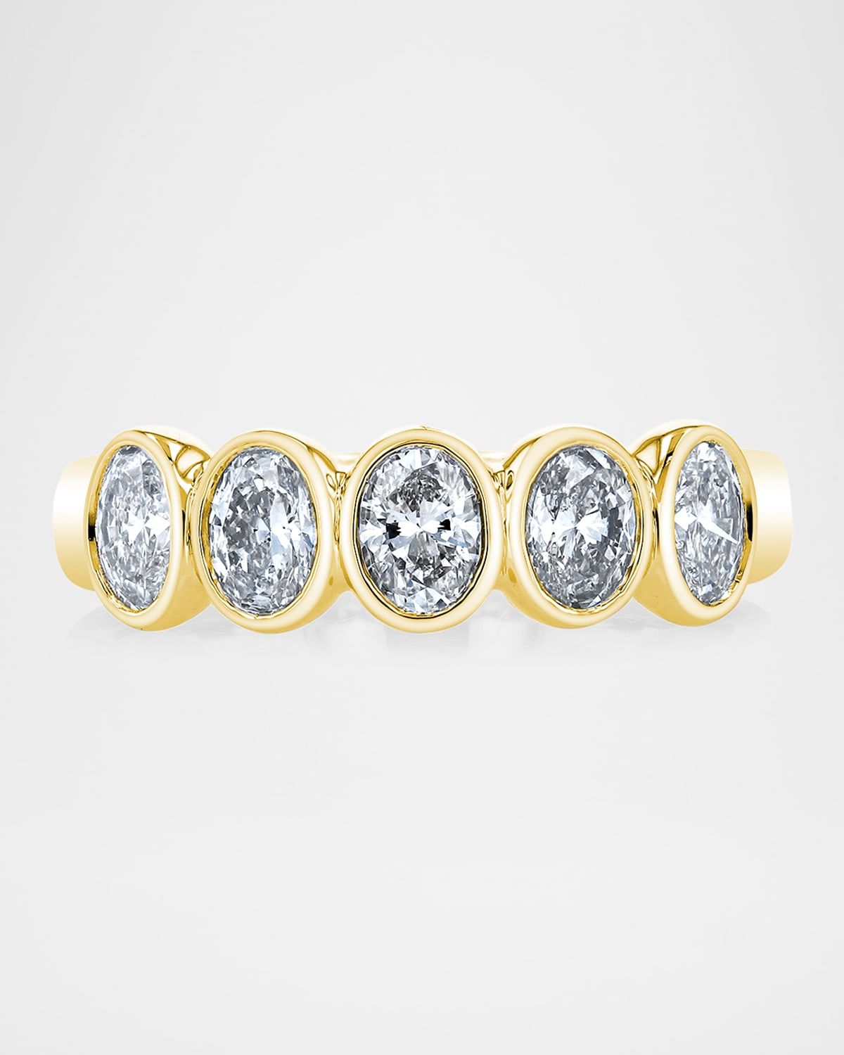 x Christina Adamo 18K Gold 5-Stone Oval Diamond Bezel-Set Band Ring, 1.25tcw