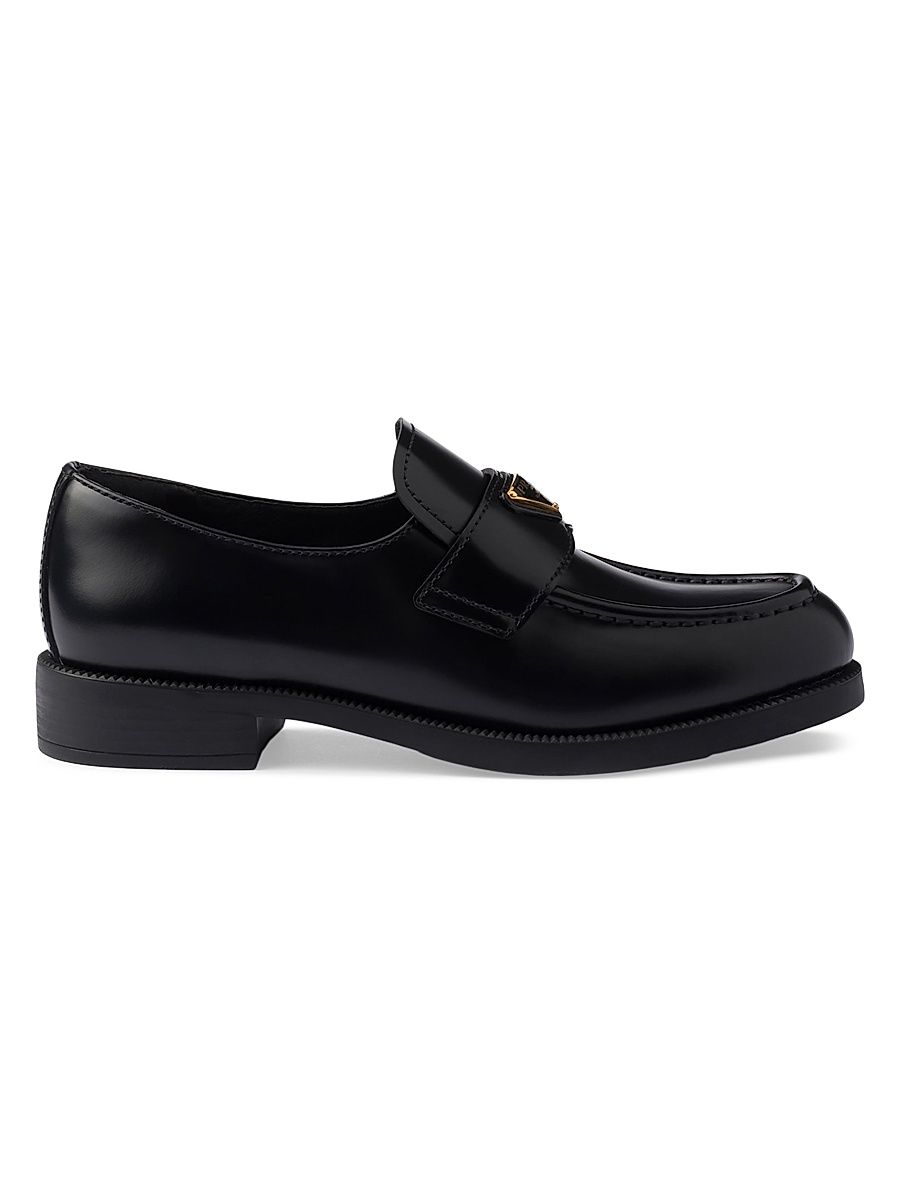 Women's Brushed Leather Loafers - Black - Size 10.5