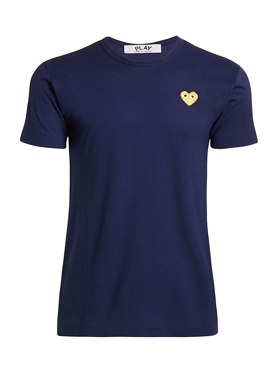 Women's Embroidered Heart T-Shirt - Navy - Size Medium