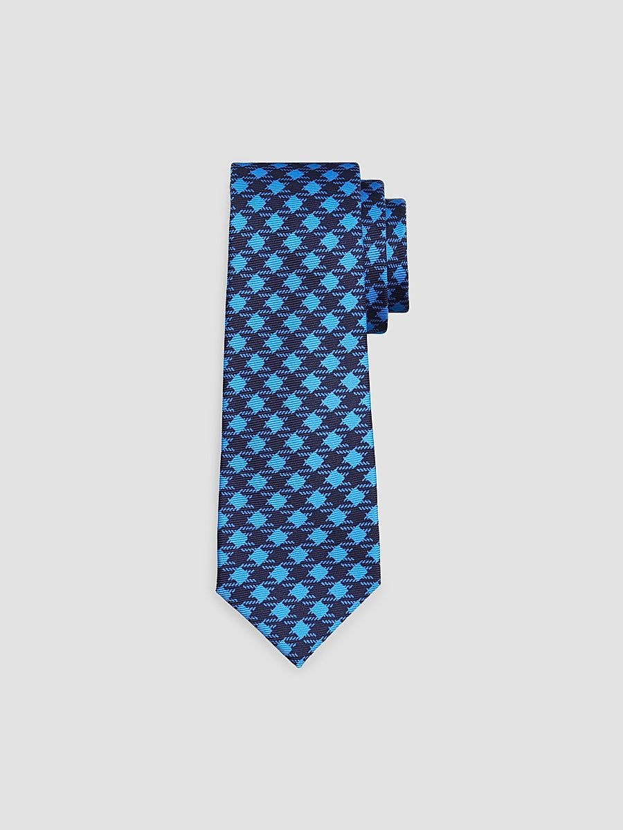 Kiton Men's Houndstooth Plaid Silk Tie - Dark Blue
