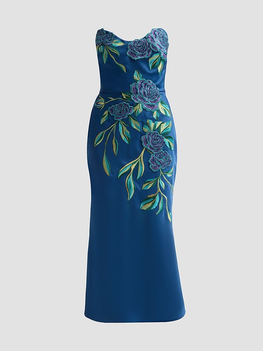 Women's Emmeline Embroidered Cocktail Dress - Shadow Petal - Size 8