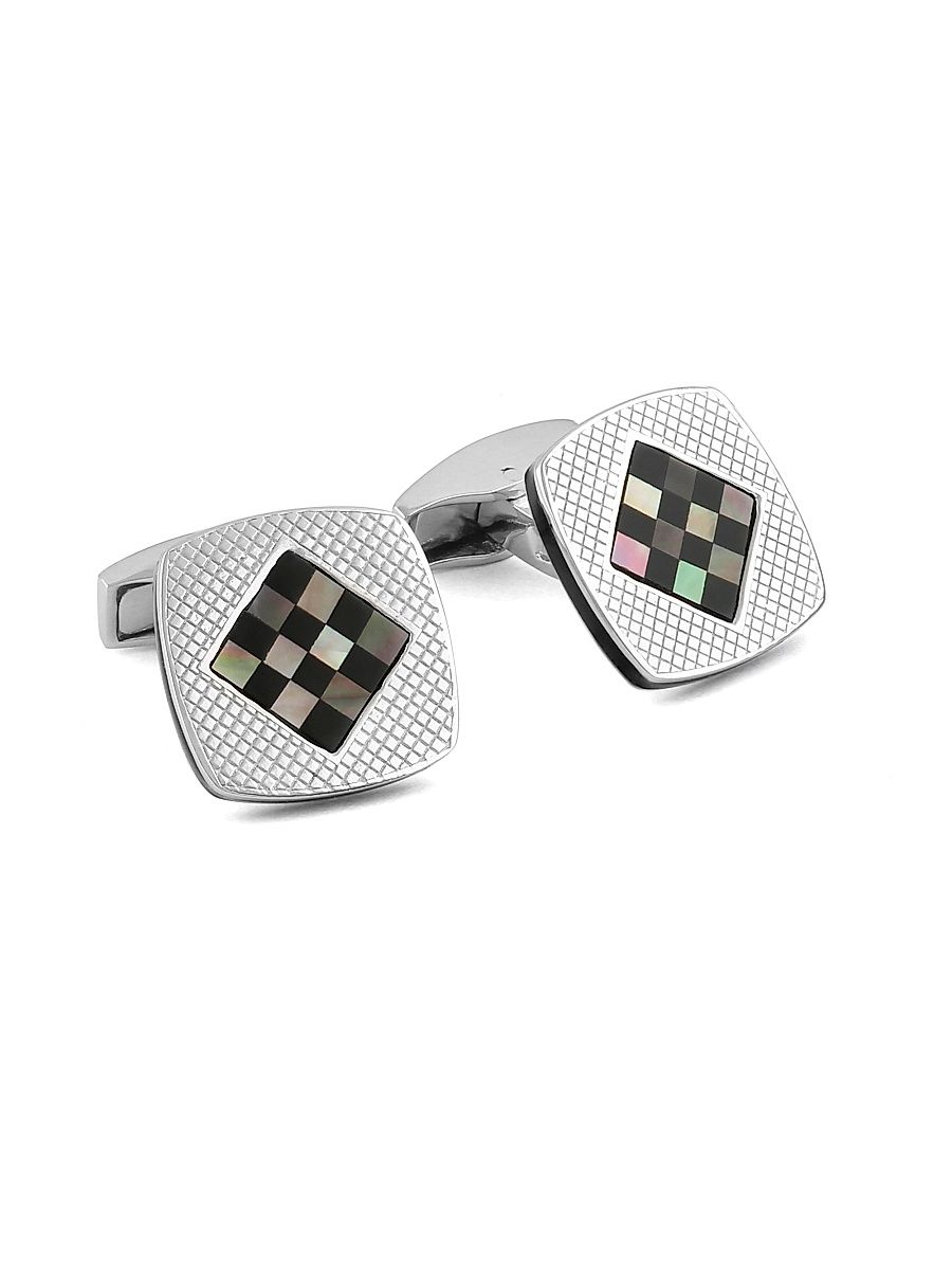 Men's Cushion Diamond Cufflinks - Onyx