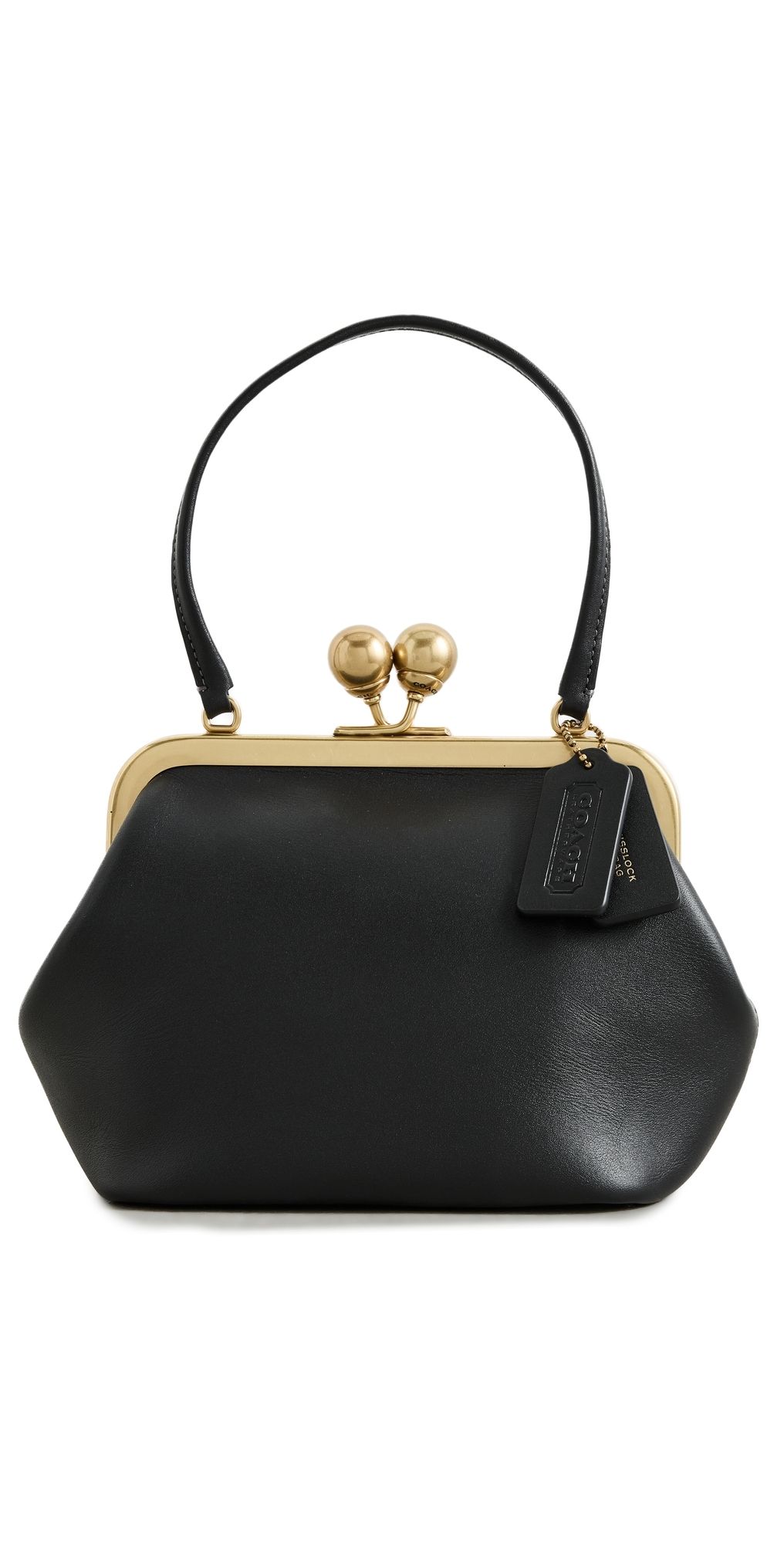 Coach Glovetanned Leather Kisslock Frame Bag Black One Size