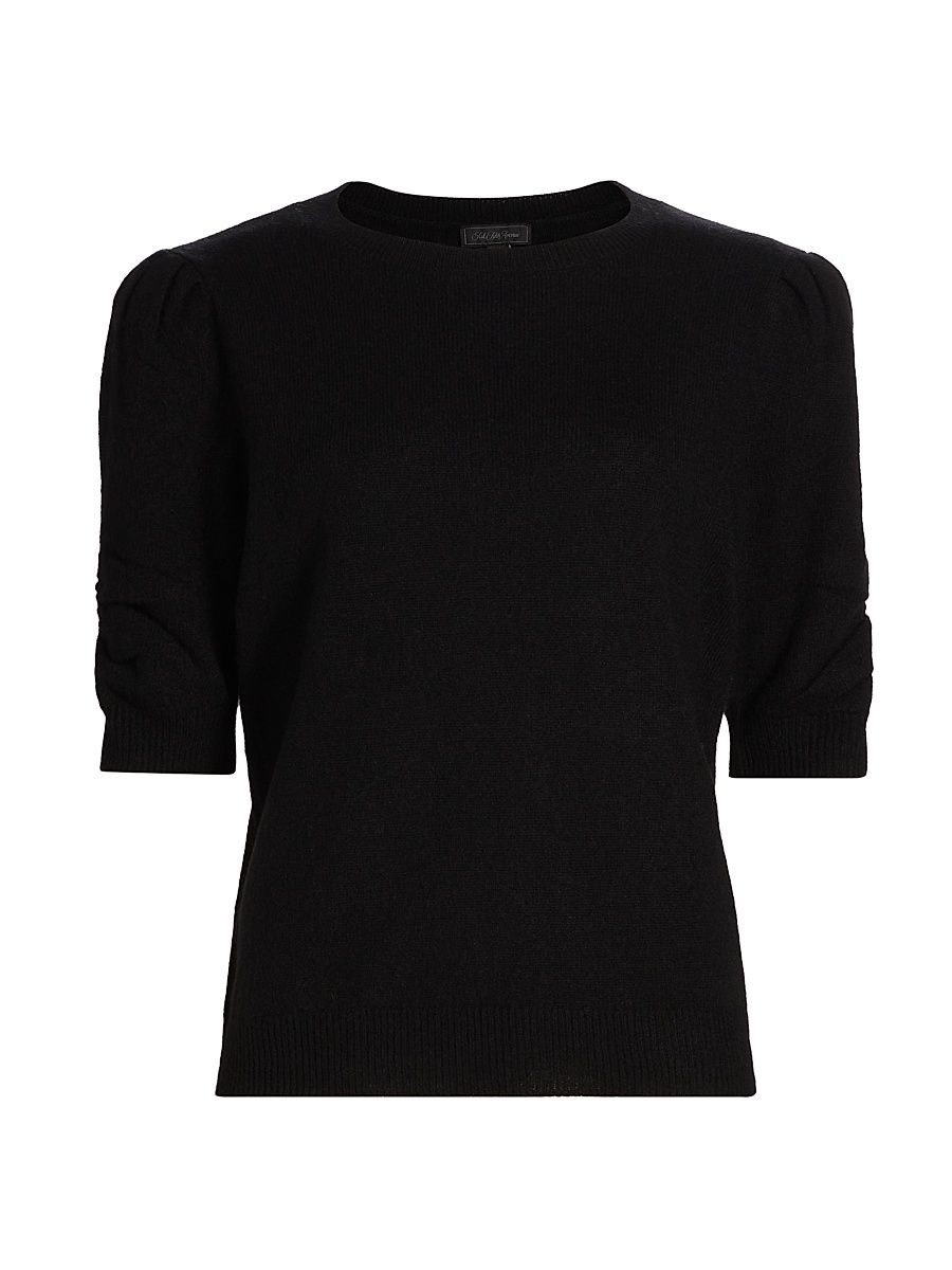 Women's Pleated Cashmere Sweater - Black - Size XL