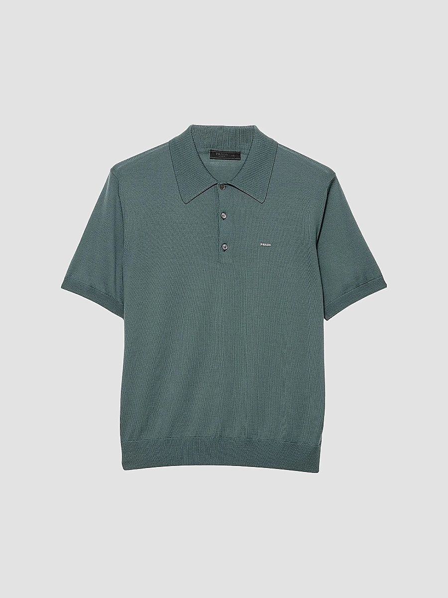 Prada Men's Superfine Wool Polo Shirt - Light Green - Size 44