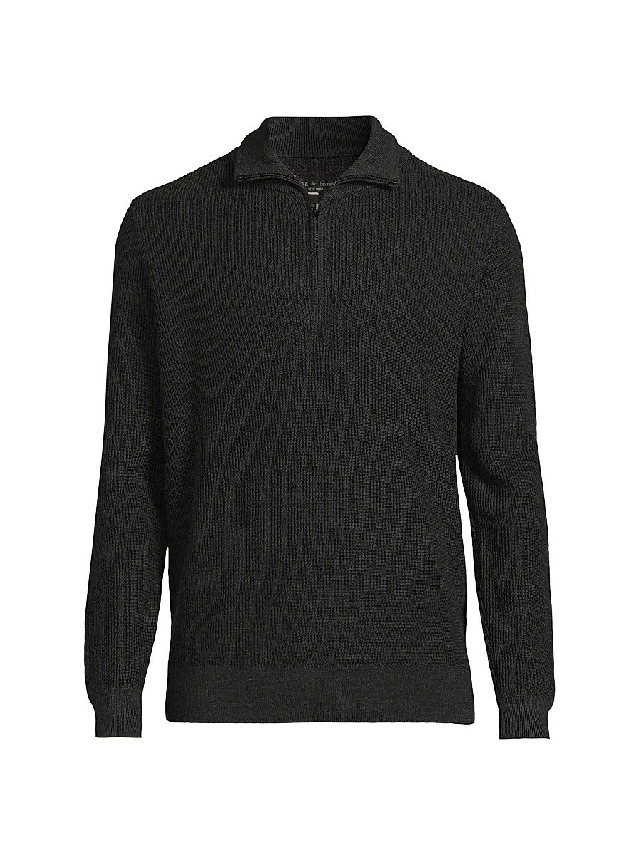 Men's Joel Wool-Blend Half-Zip Sweater - Charcoal - Size XXL