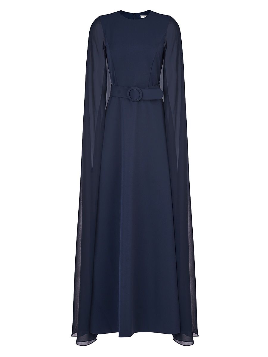Women's Freya Crepe Cape Gown - Dark Navy - Size 8