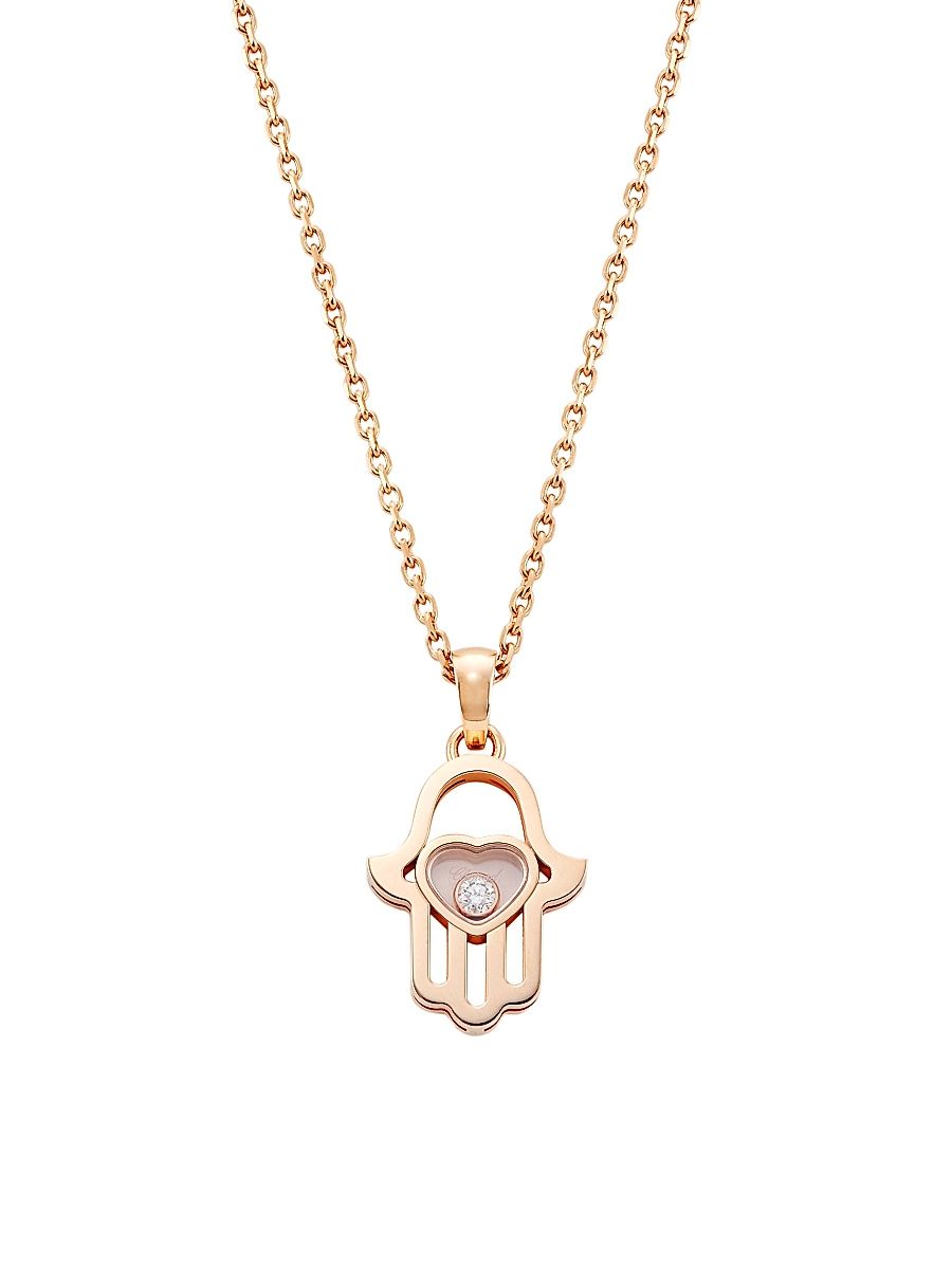Women's Happy Diamonds Hamsa Hand Diamond & 18K Rose Gold Pendant Necklace - Rose Gold