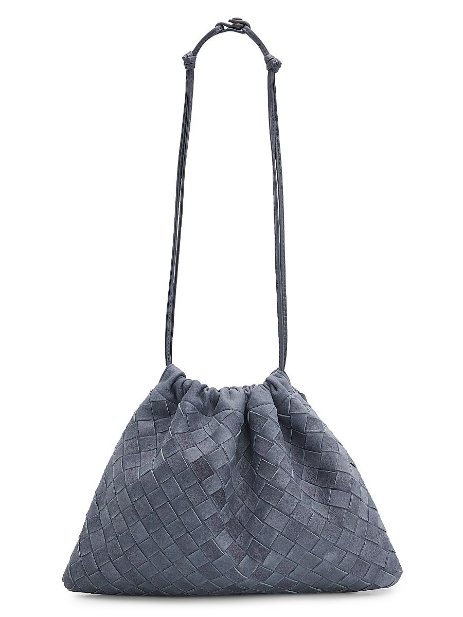 Women's Dustbag Medium Intrecciato Suede Shoulder Bag - Cloudy Indigo