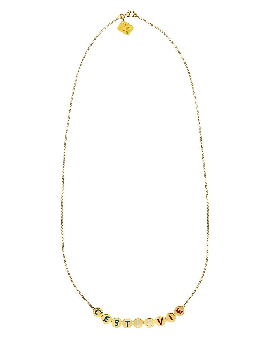 Women's Emily In Paris 18K Gold-Plated & Enamel 'C'est La Vie' Necklace - Yellow Gold