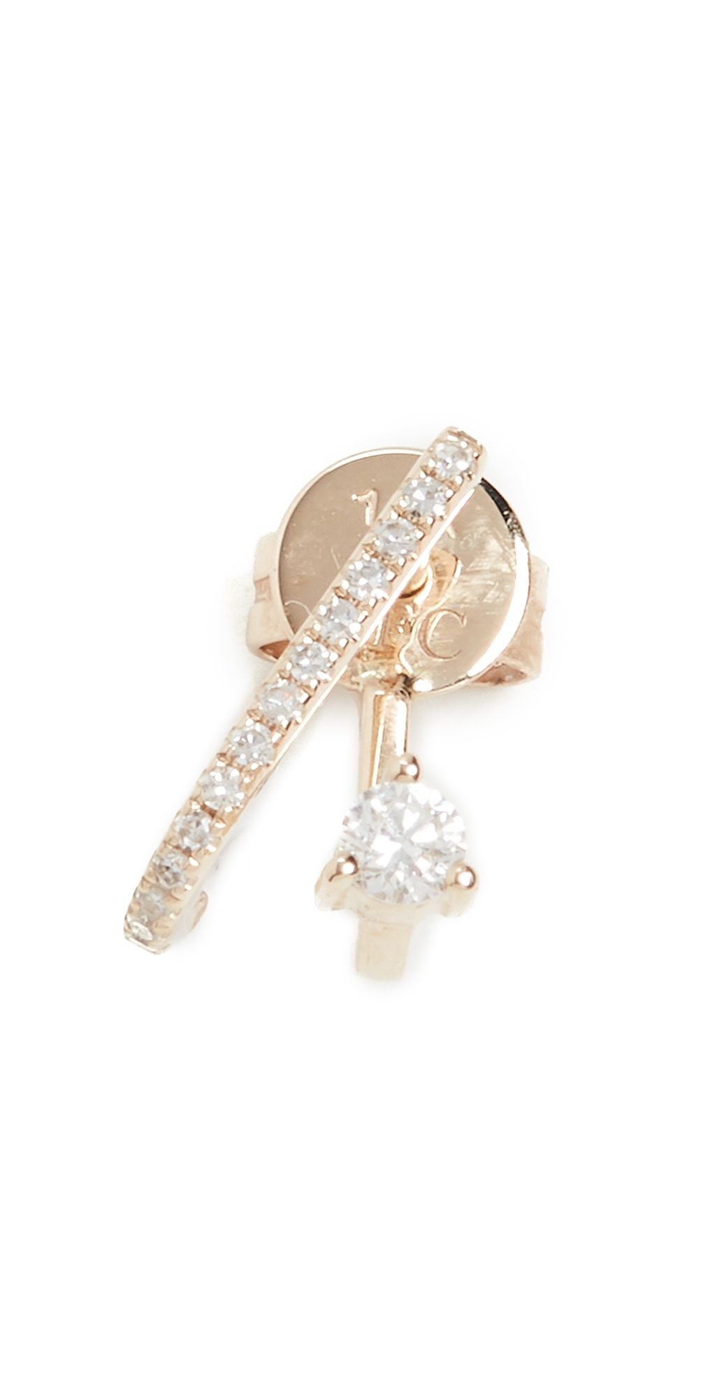 EF Collection 14k Single Prong Set Diamond Illusion Stud Earring Yellow Gold One Size